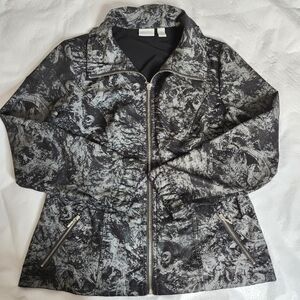 Chico's Size 1 Zenergy Jacket Black and Gray Lightweight Zip Up Size Medium 8